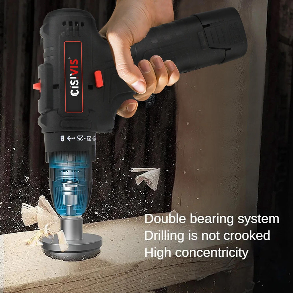 12V Cordless Electric Drill Set Electric Driver Screwdriver With 2 Batteries