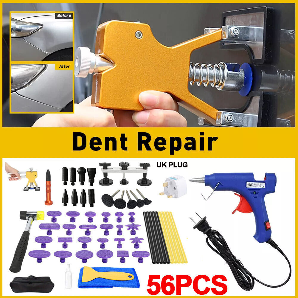 56pcs Car Paintless Kit Dent Puller Lifter Repair Removal Hail Gun Tool UK Plug