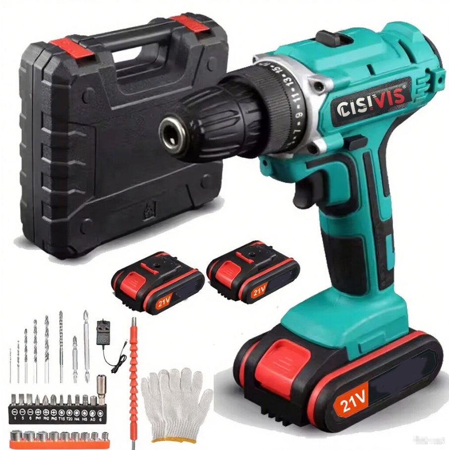 2 Battery Cordless Drill 21V Electric Screwdriver Set Combi Driver High Power UK