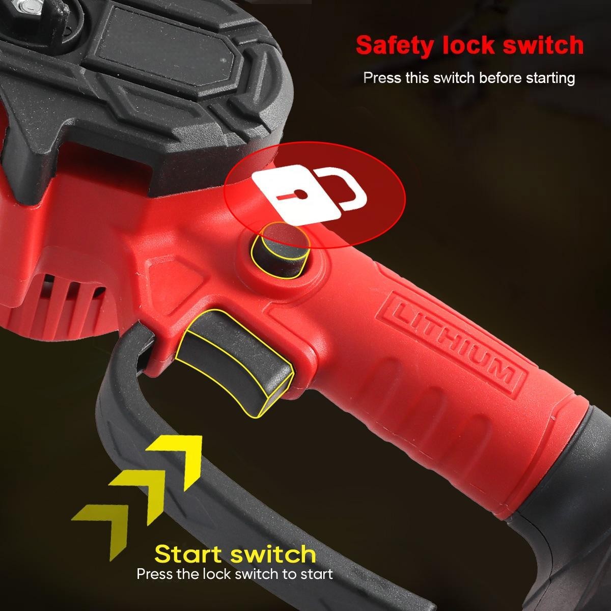 2 Batteries  4000W Mini Cordless Chainsaw Electric One-Hand Saw Wood Cutter