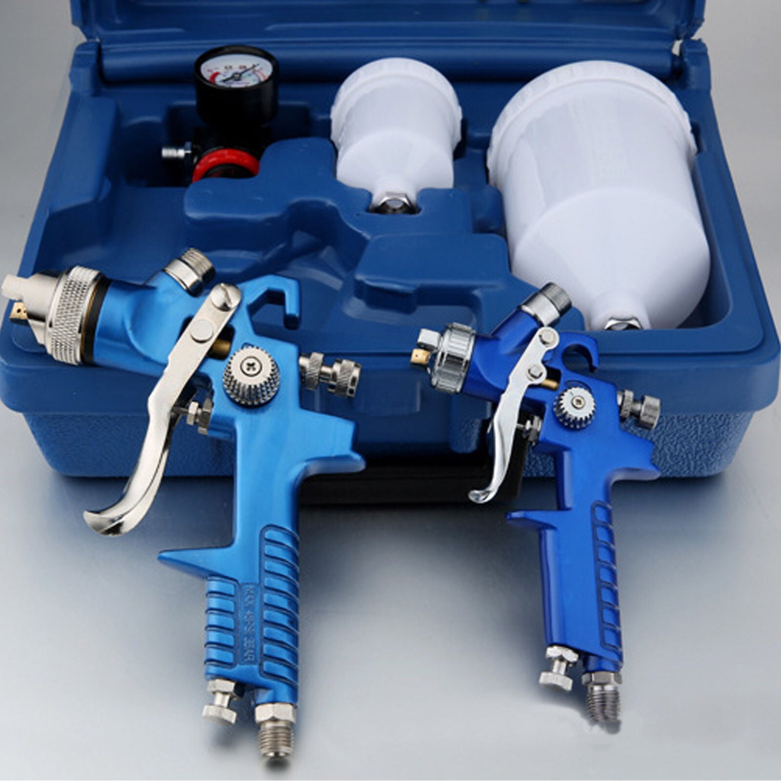 2 X HVLP Spray Gun Kit Air Gravity Feed Vehicle Car Paints1.4MM 0.8MM Nozzle