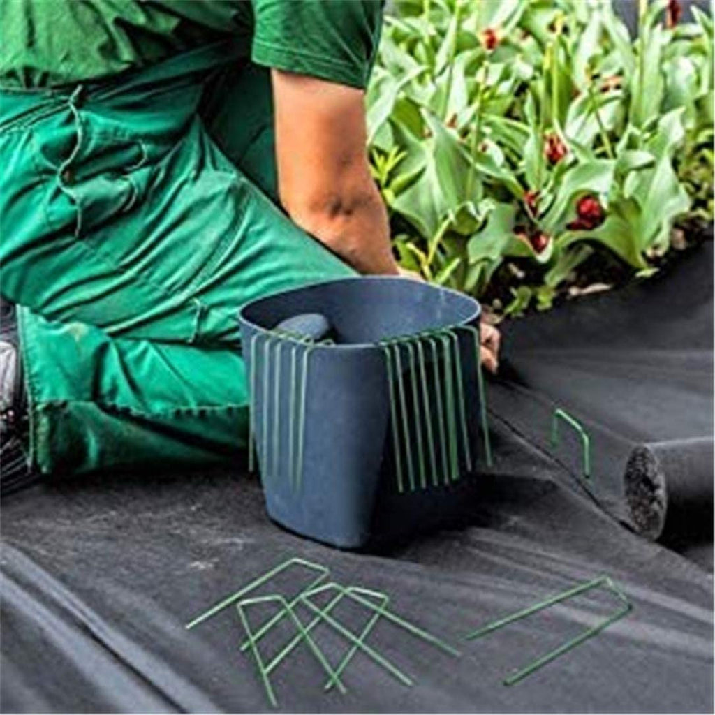 50 PCS Garden Pegs Pins Ground Stakes Staples Spikes U Shaped Landscape Securing