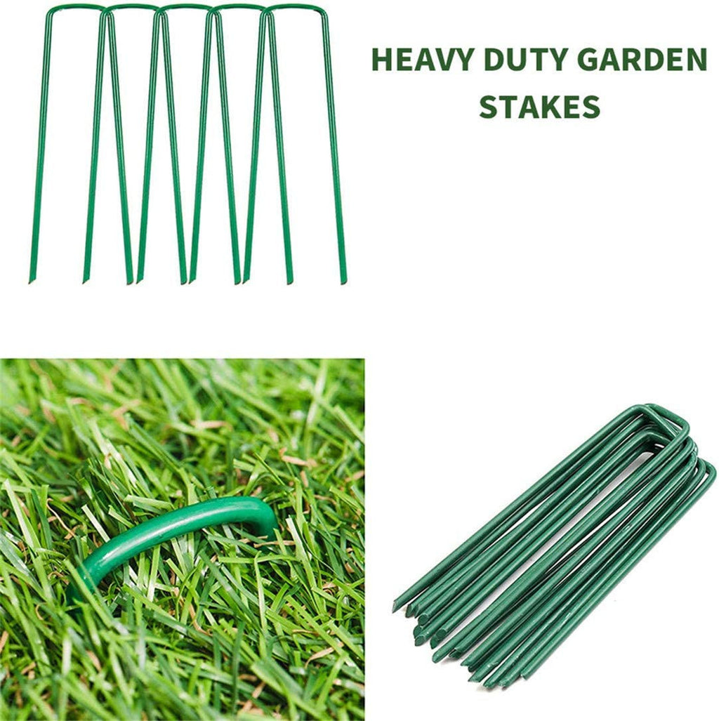 50 PCS Garden Pegs Pins Ground Stakes Staples Spikes U Shaped Landscape Securing