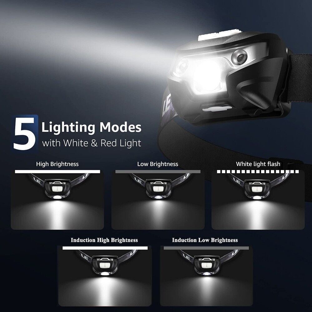 2x Super Bright Waterproof Head Torch Headlight LED USB Rechargeable Headlamp UK