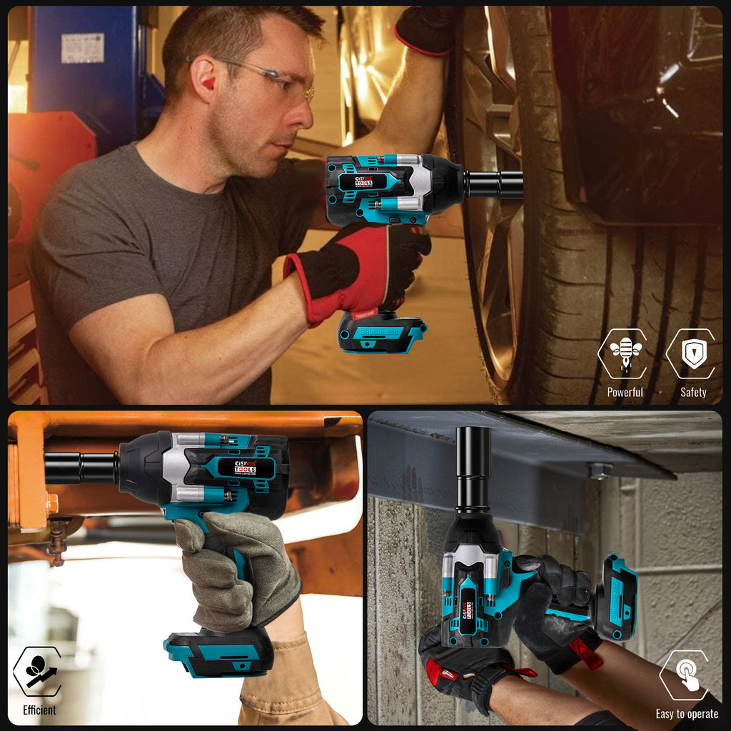 2000Nm 1-2 Cordless Electric Impact Wrench Drill Ratchet Driver For 18V