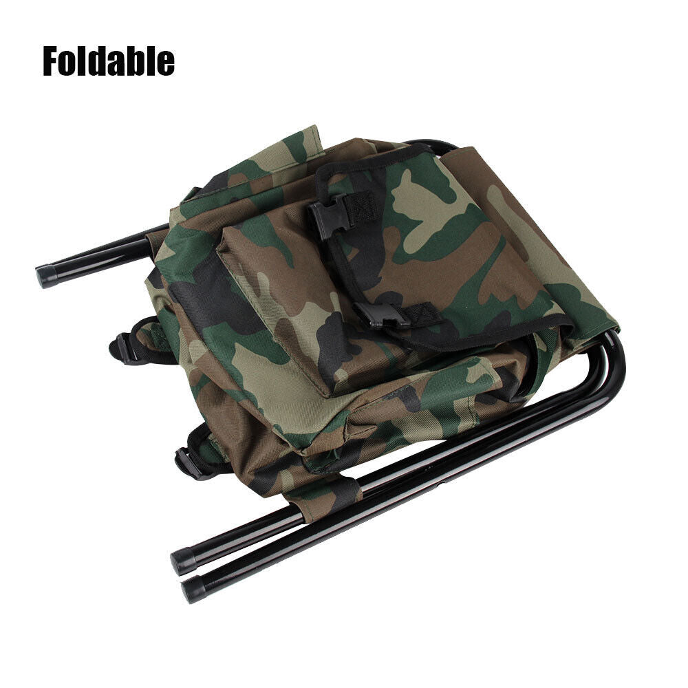 2in1 Oxford Fishing Tackle Backpack Bag,Camping Hiking Foldable Stool Seat Chair