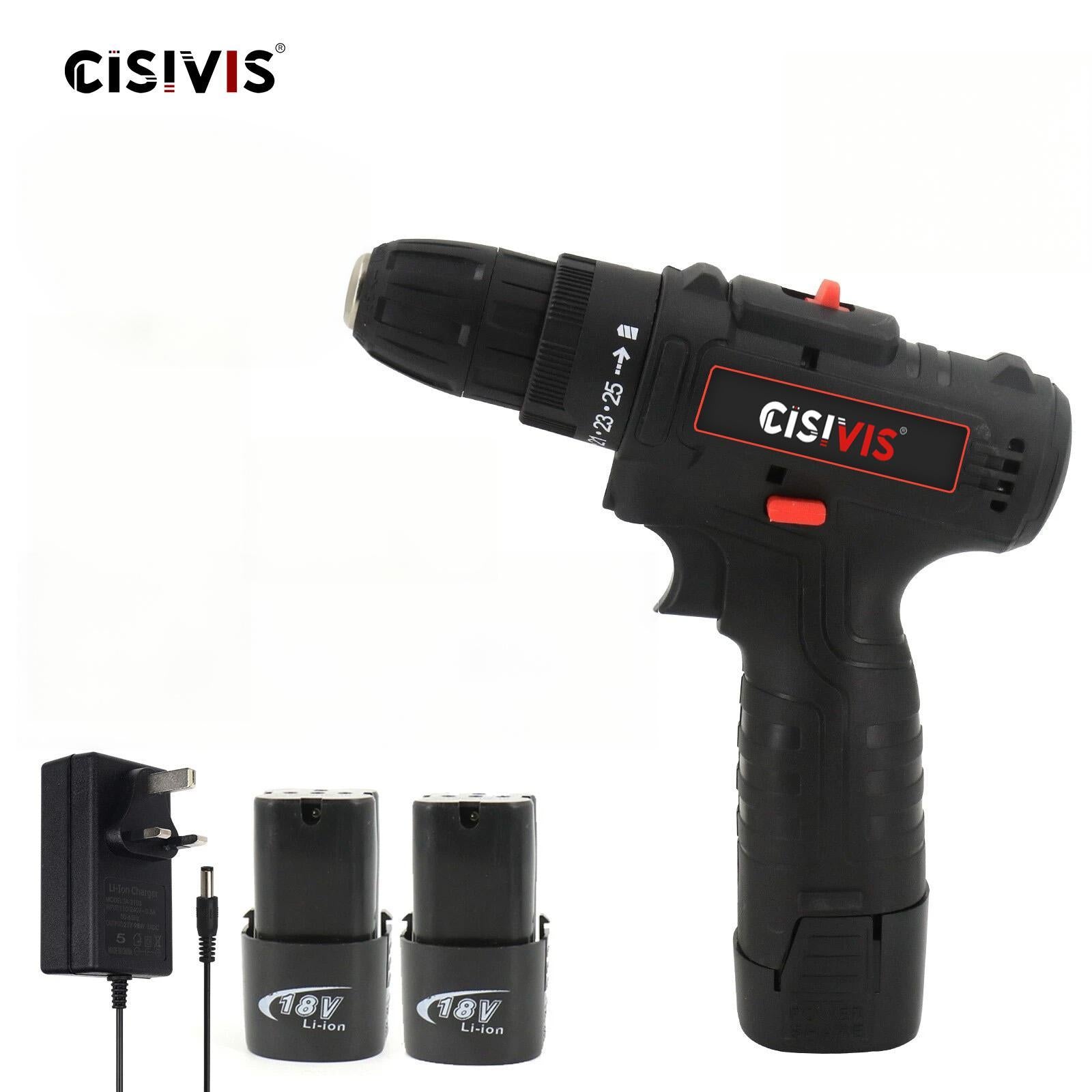 12V Cordless Electric Drill Set Electric Driver Screwdriver With 2 Batteries