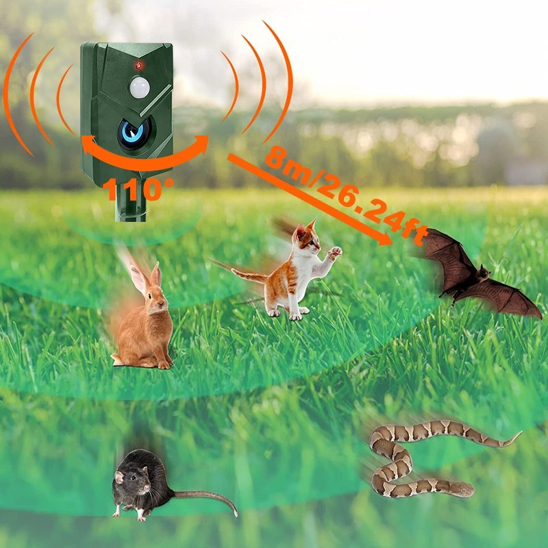 2pcs Battery Ultrasonic Garden Deterrent Repeller Animal Bird Cat Scarer Pest