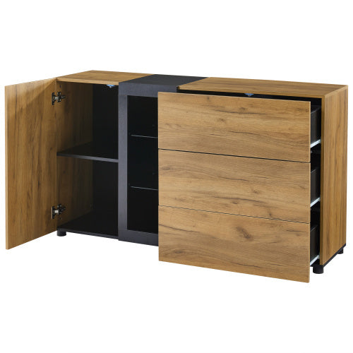 Modern Sideboard, Side Cabinet, Buffet Cabinet, Sideboard With 3 Drawers, Accent Console Table Storage Cabinet With Glass For Living Room, 140x40x80CM