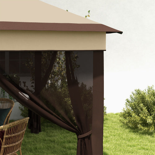 Outsunny 3 X 3m Pop Up Gazebo, Height Adjustable Instant Event Shelter With Netting And Carrying Bag, Beige