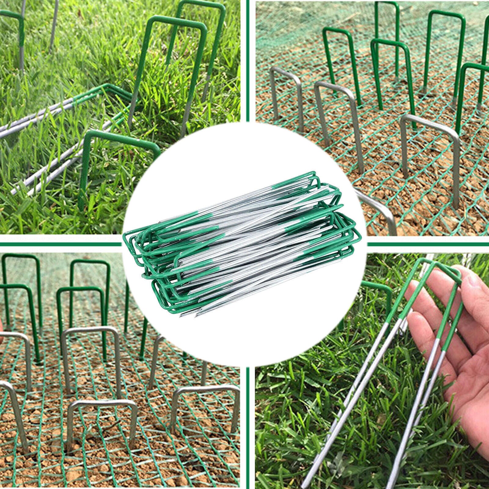 Weed Fabric Galvanised Staples Garden Turf Pins Securing Pegs U Artificial Grass