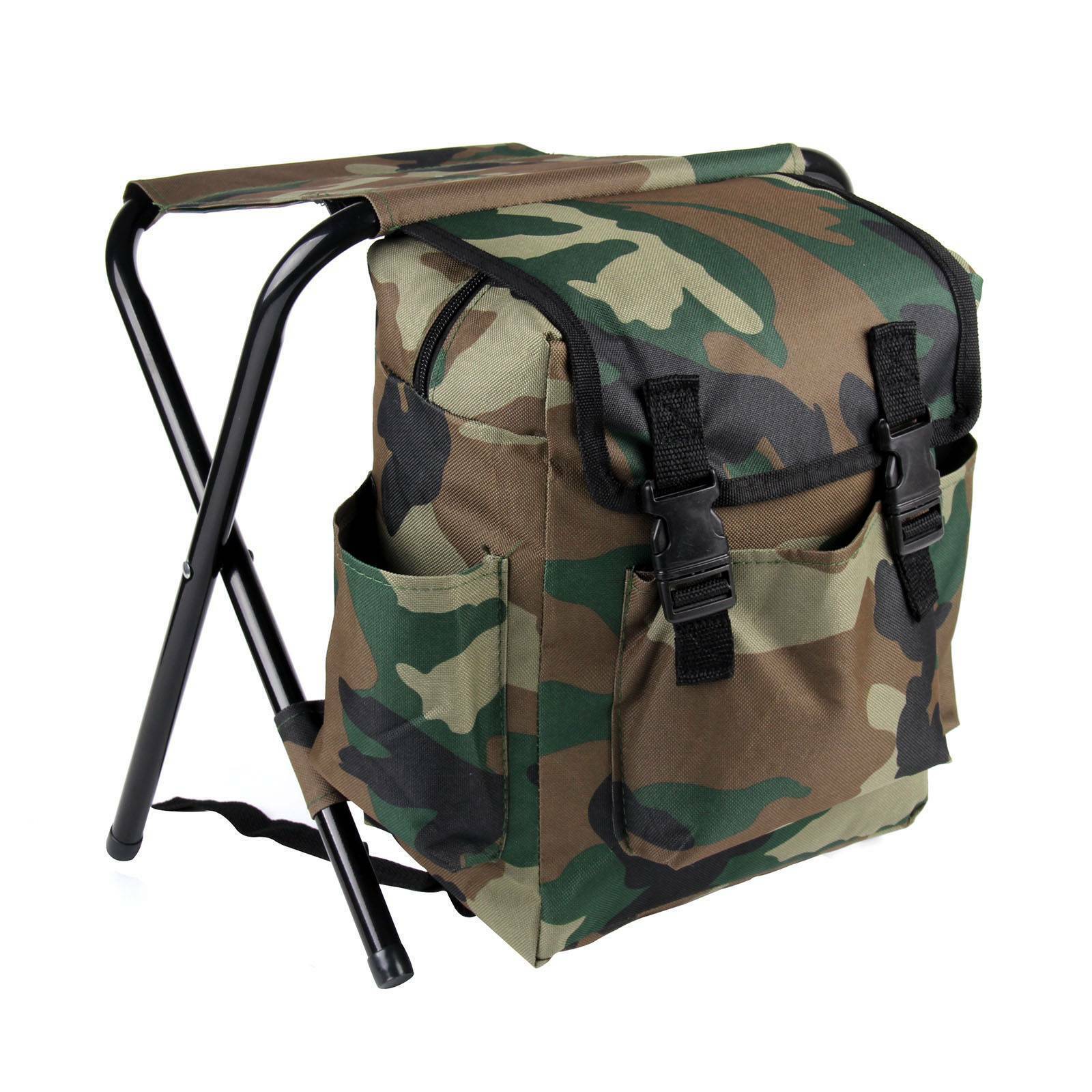 2in1 Oxford Fishing Tackle Backpack Bag,Camping Hiking Foldable Stool Seat Chair