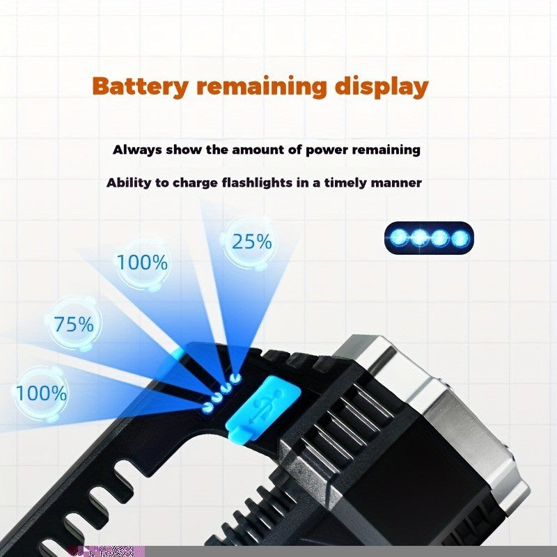 7 LED Flashlight COB Torch Rechargeable Side Light USB Charging 4 Modes Waterproof Work Light