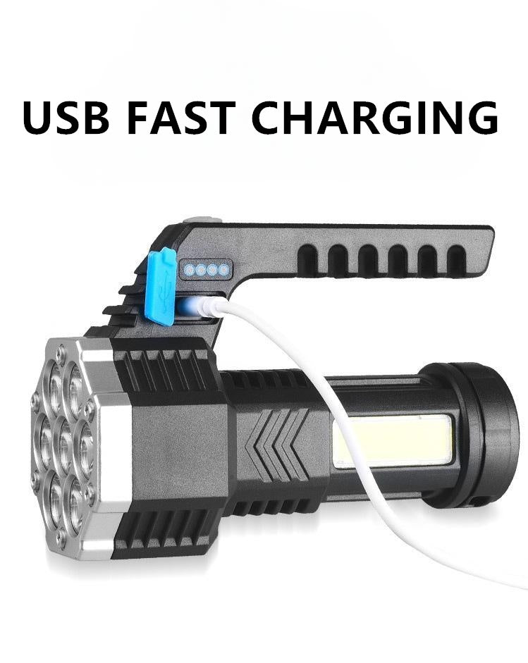 7 LED Flashlight COB Torch Rechargeable Side Light USB Charging 4 Modes Waterproof Work Light