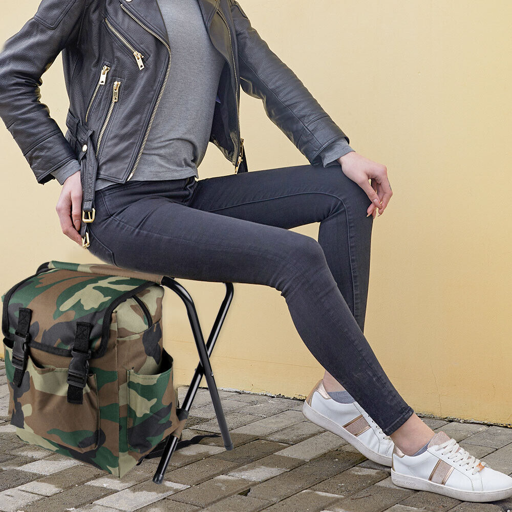 2in1 Oxford Fishing Tackle Backpack Bag,Camping Hiking Foldable Stool Seat Chair