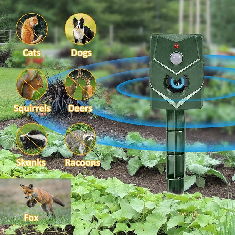 2pcs Battery Ultrasonic Garden Deterrent Repeller Animal Bird Cat Scarer Pest