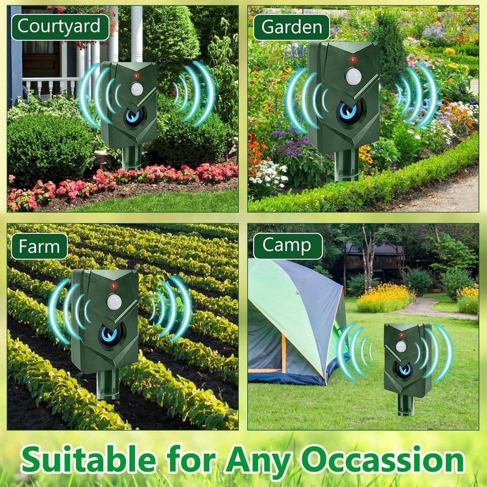 2pcs Battery Ultrasonic Garden Deterrent Repeller Animal Bird Cat Scarer Pest