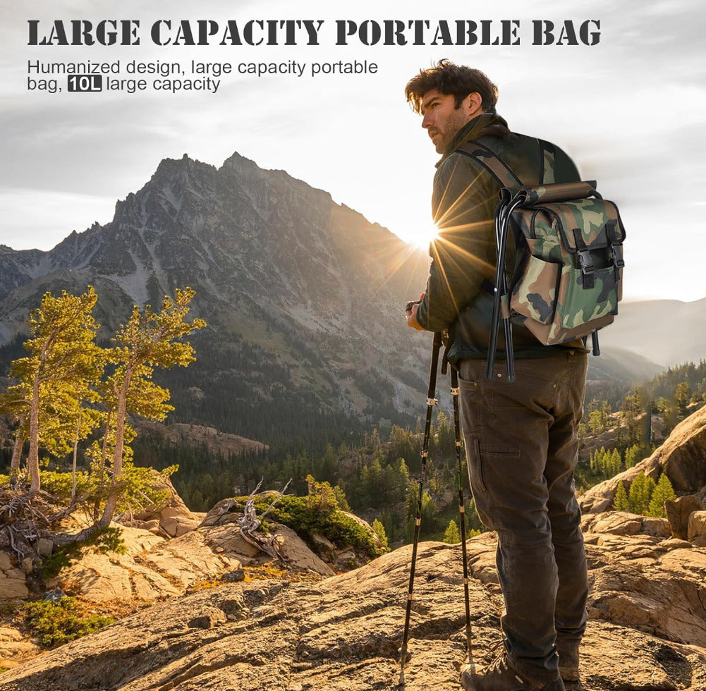 2in1 Oxford Fishing Tackle Backpack Bag,Camping Hiking Foldable Stool Seat Chair