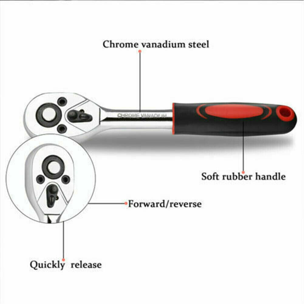 46PCS Metric Socket Set Ratchet Torx Wrench Kit 1  4   Drive Repair Tool With Case