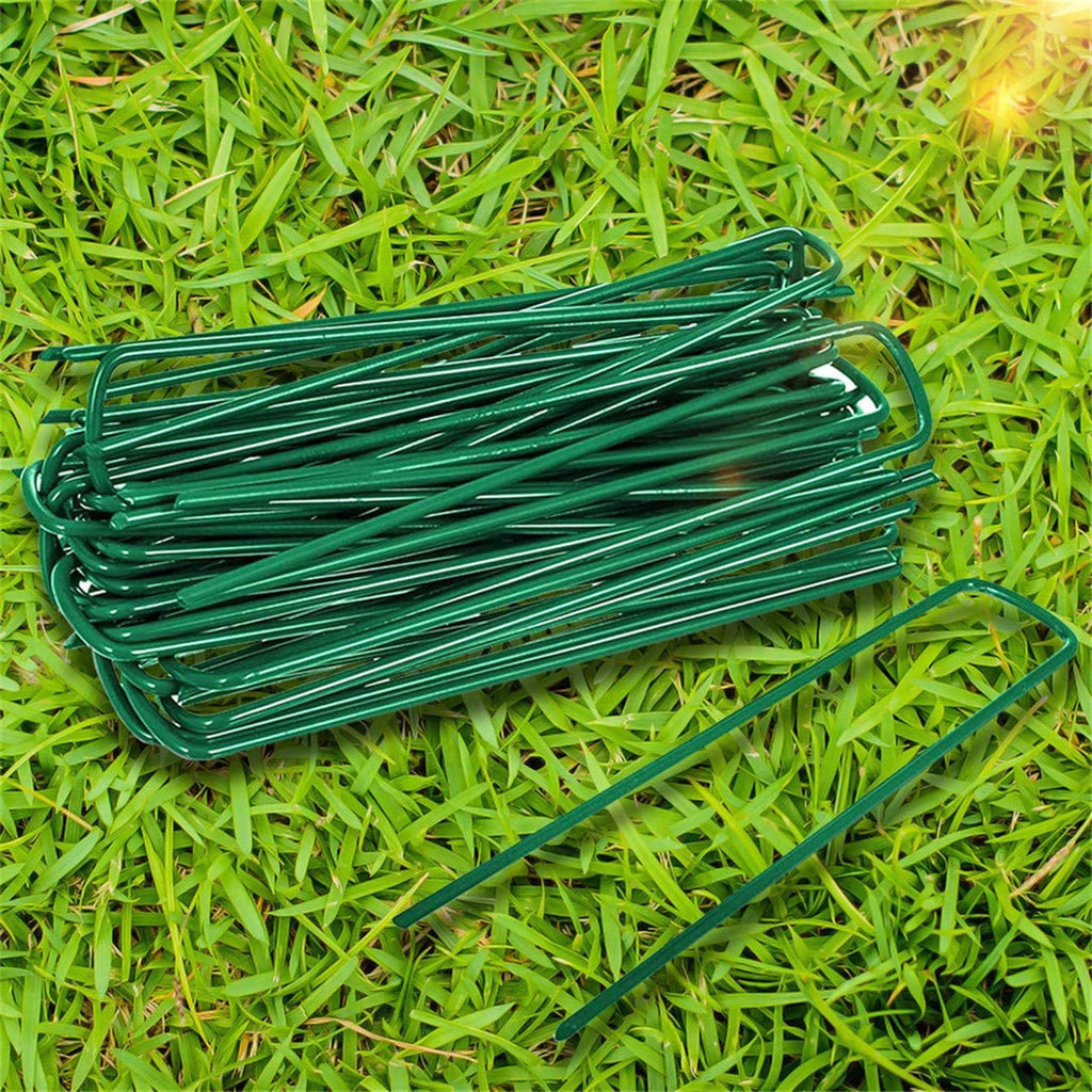 50 PCS Garden Pegs Pins Ground Stakes Staples Spikes U Shaped Landscape Securing