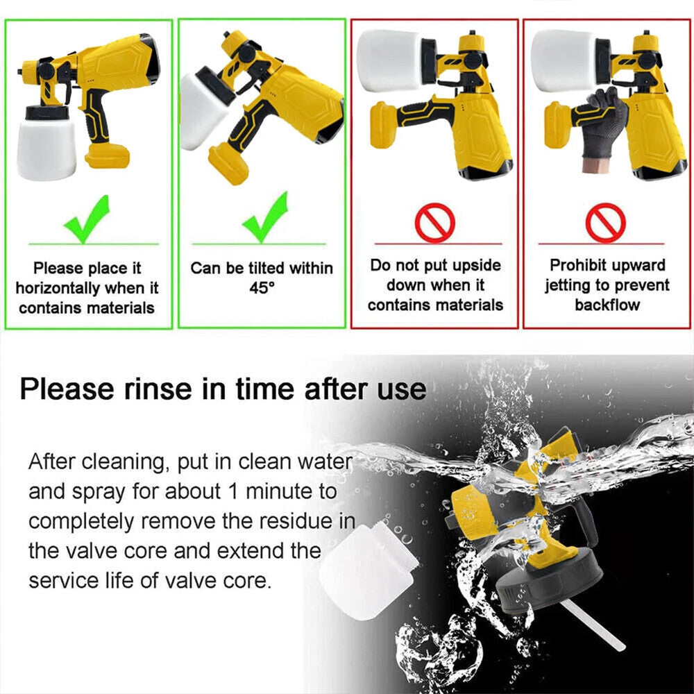 Cordless Paint Sprayer Electric Spray Gun For 18V Li-ion Battery