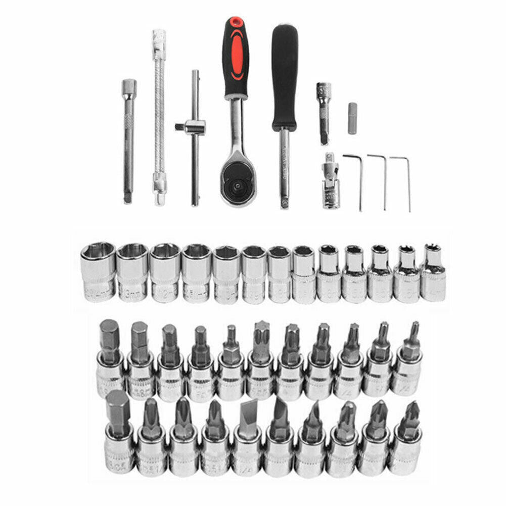 46PCS Metric Socket Set Ratchet Torx Wrench Kit 1  4   Drive Repair Tool With Case