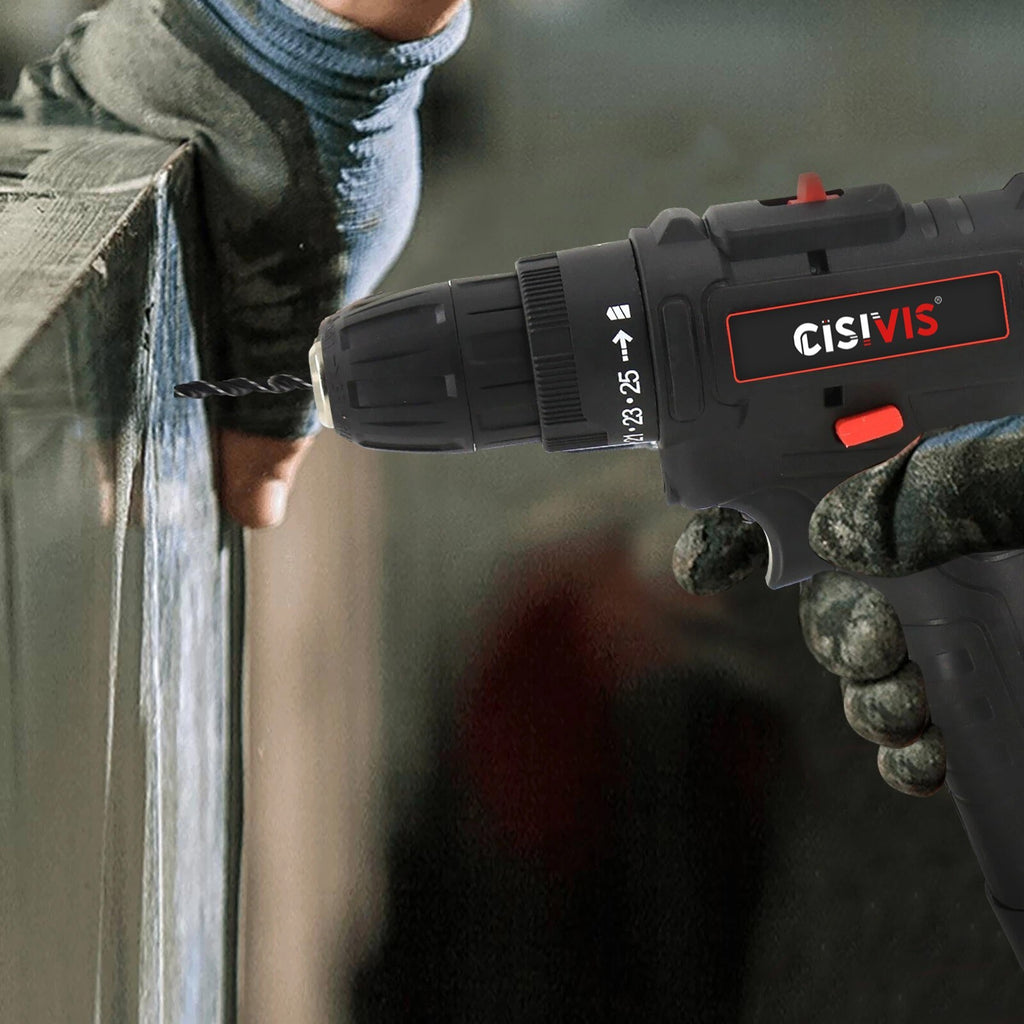 12V Cordless Electric Drill Set Electric Driver Screwdriver With 2 Batteries