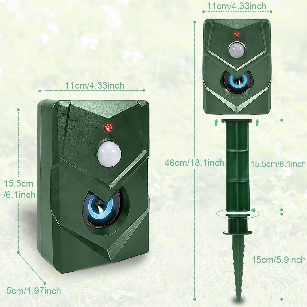 2pcs Battery Ultrasonic Garden Deterrent Repeller Animal Bird Cat Scarer Pest