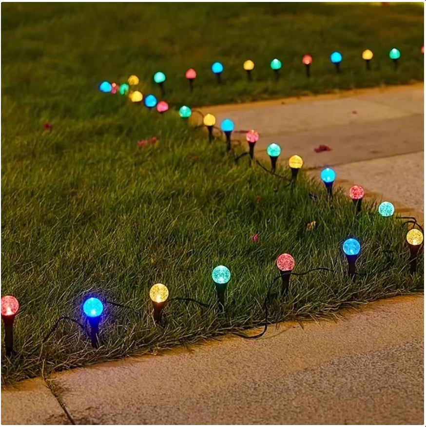 Solar LED Stake Lights Multi Coloured 20 Ball Garden Path Lighting Patio Outdoor