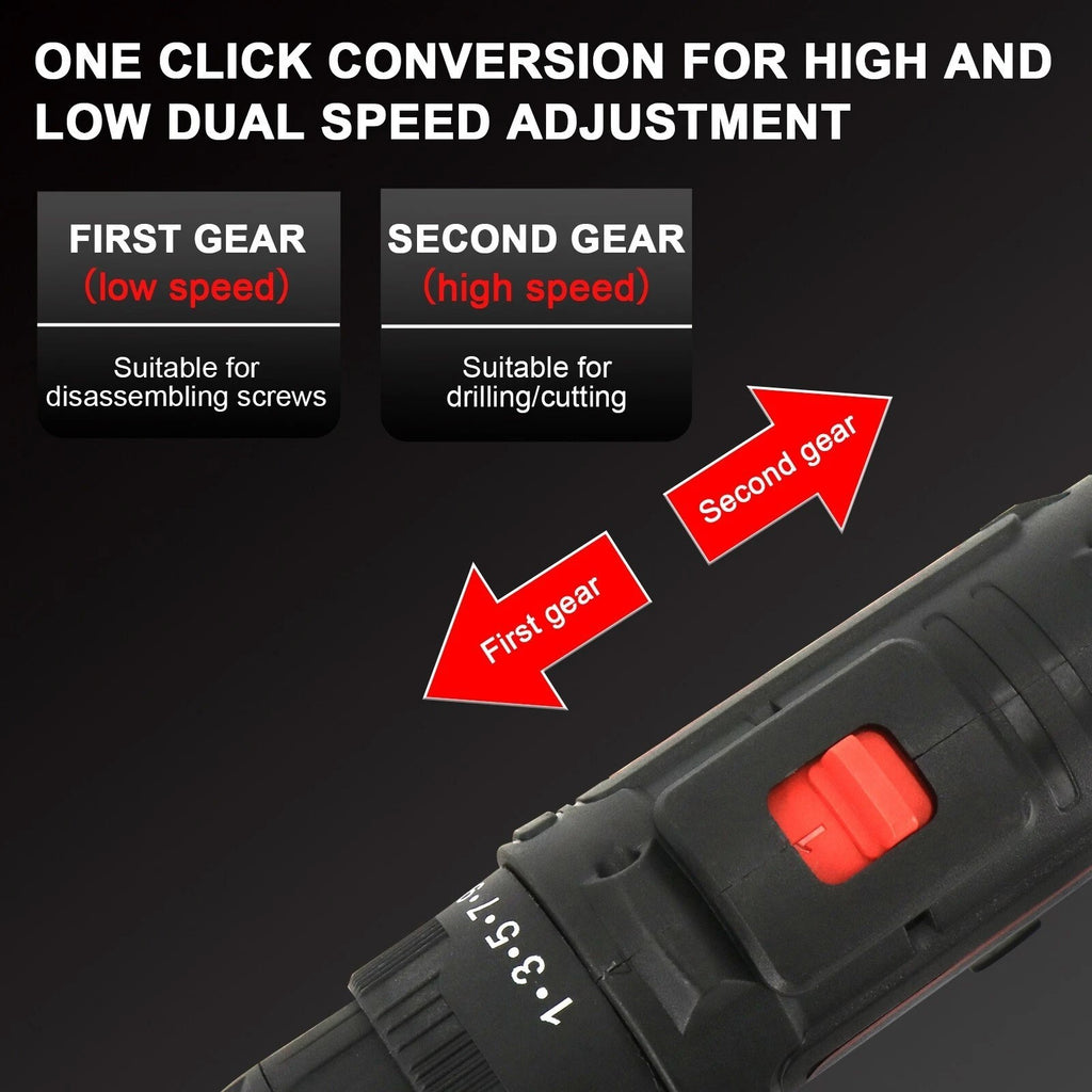 12V Cordless Electric Drill Set Electric Driver Screwdriver With 2 Batteries