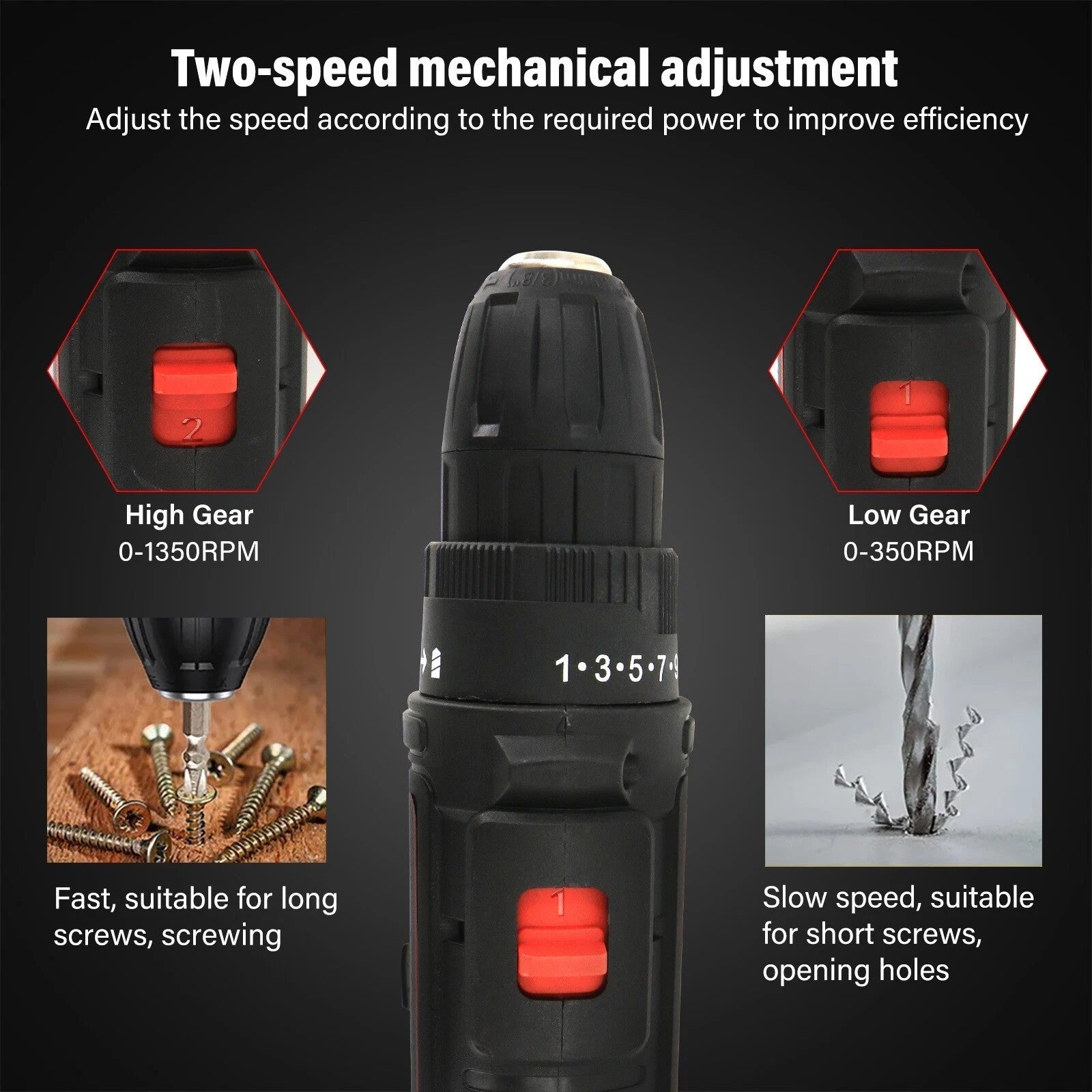 12V Cordless Electric Drill Set Electric Driver Screwdriver With 2 Batteries