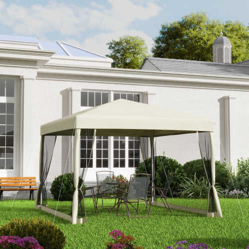 Outsunny 3 X 3m Pop Up Gazebo With 4 Mesh Sides And Carry Bag, Height Adjustable Party Canopy Tent, Portable Garden Outdoor