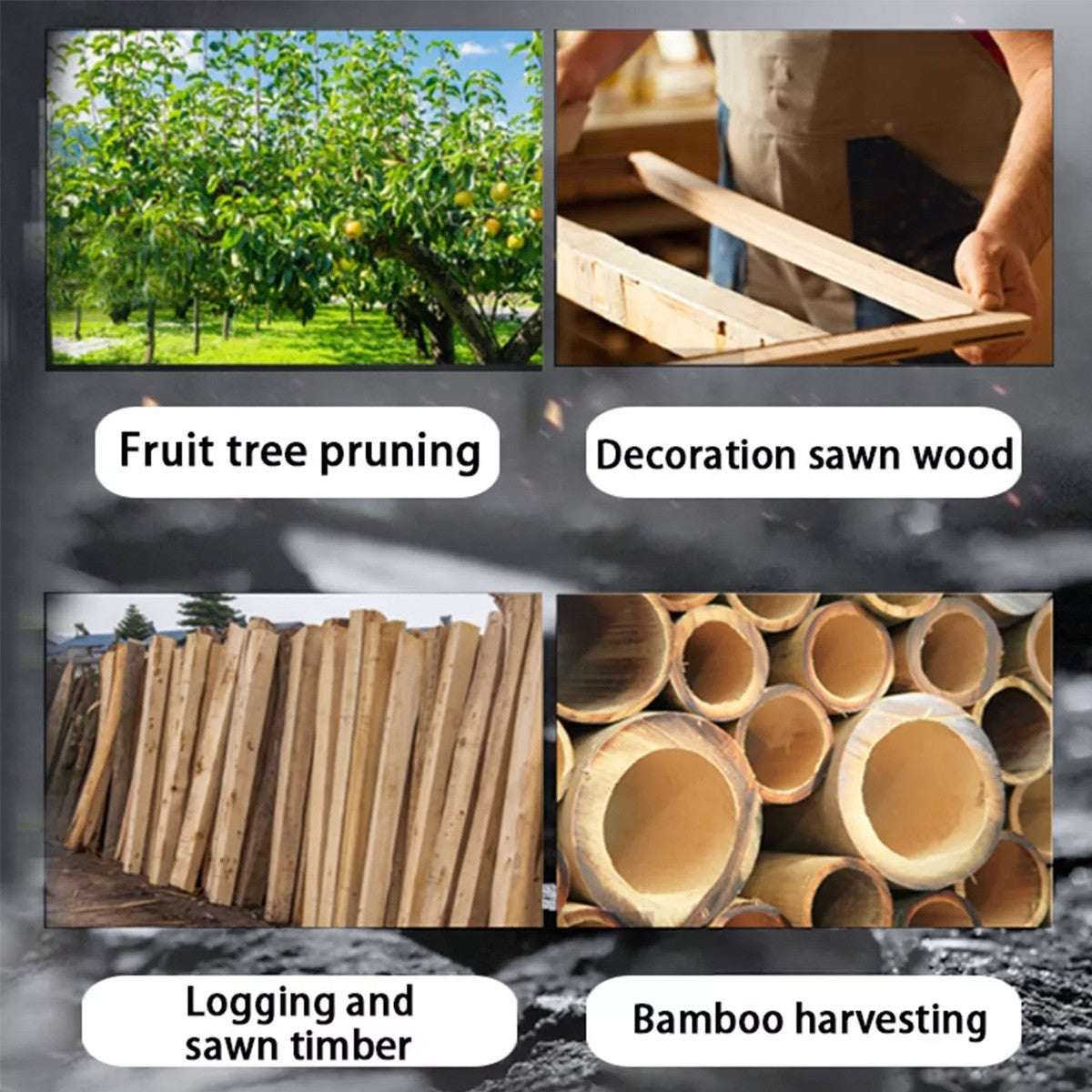 2 Batteries  4000W Mini Cordless Chainsaw Electric One-Hand Saw Wood Cutter