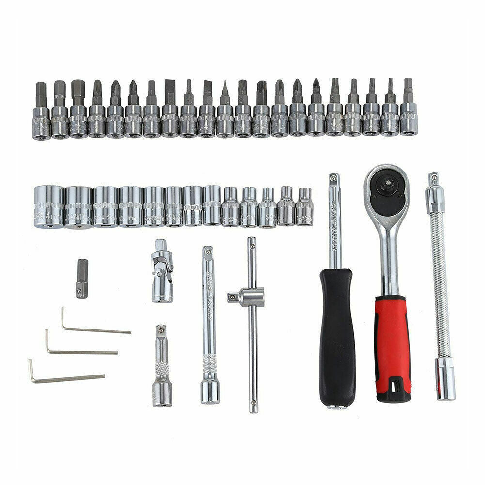 46PCS Metric Socket Set Ratchet Torx Wrench Kit 1  4   Drive Repair Tool With Case