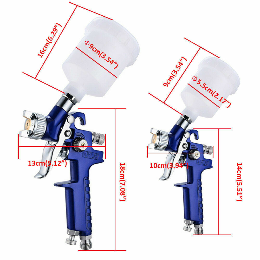 2 X HVLP Spray Gun Kit Air Gravity Feed Vehicle Car Paints1.4MM 0.8MM Nozzle