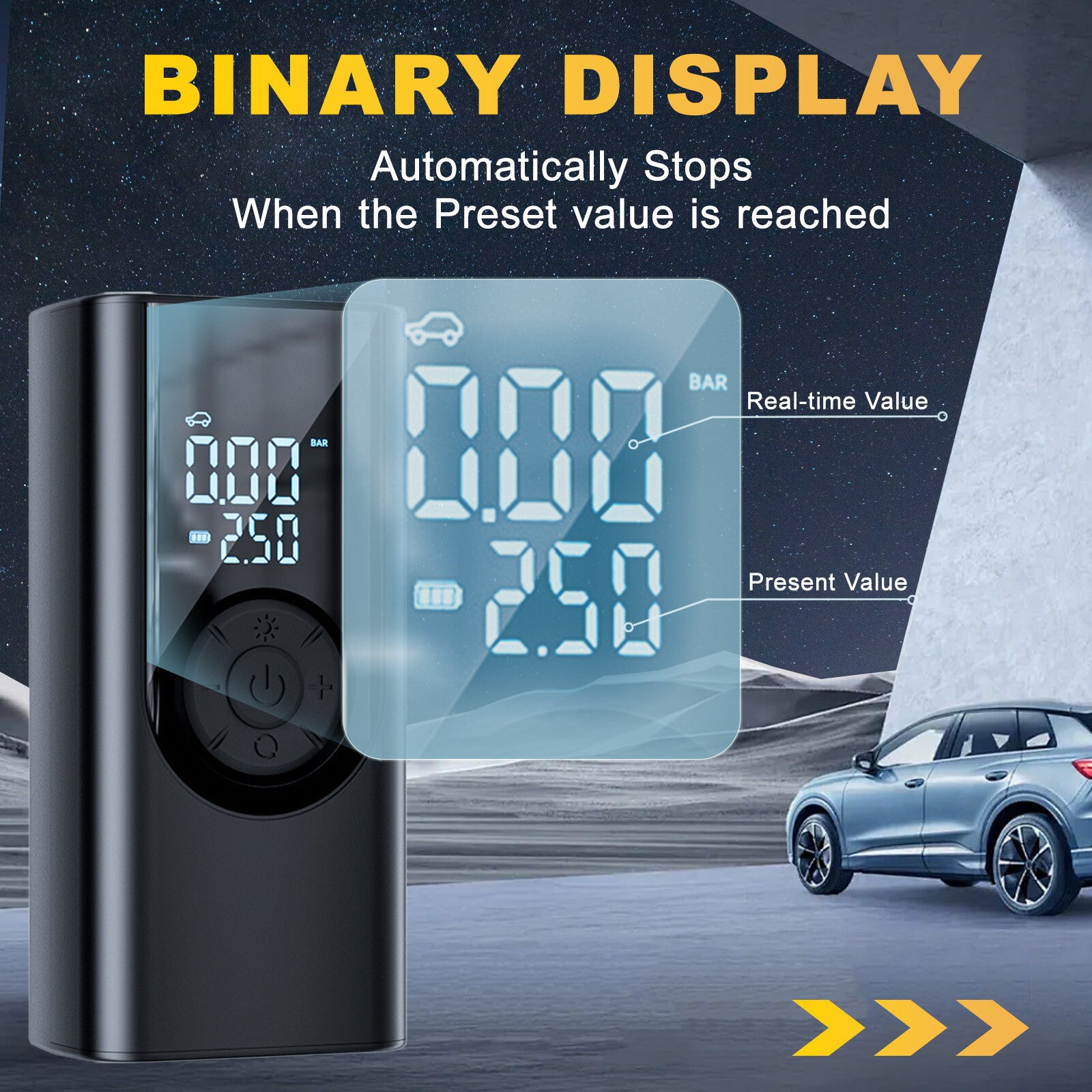 Wireless Digital Tyre Inflator 150PSI Portable Air Compressor For Car Moto Bike