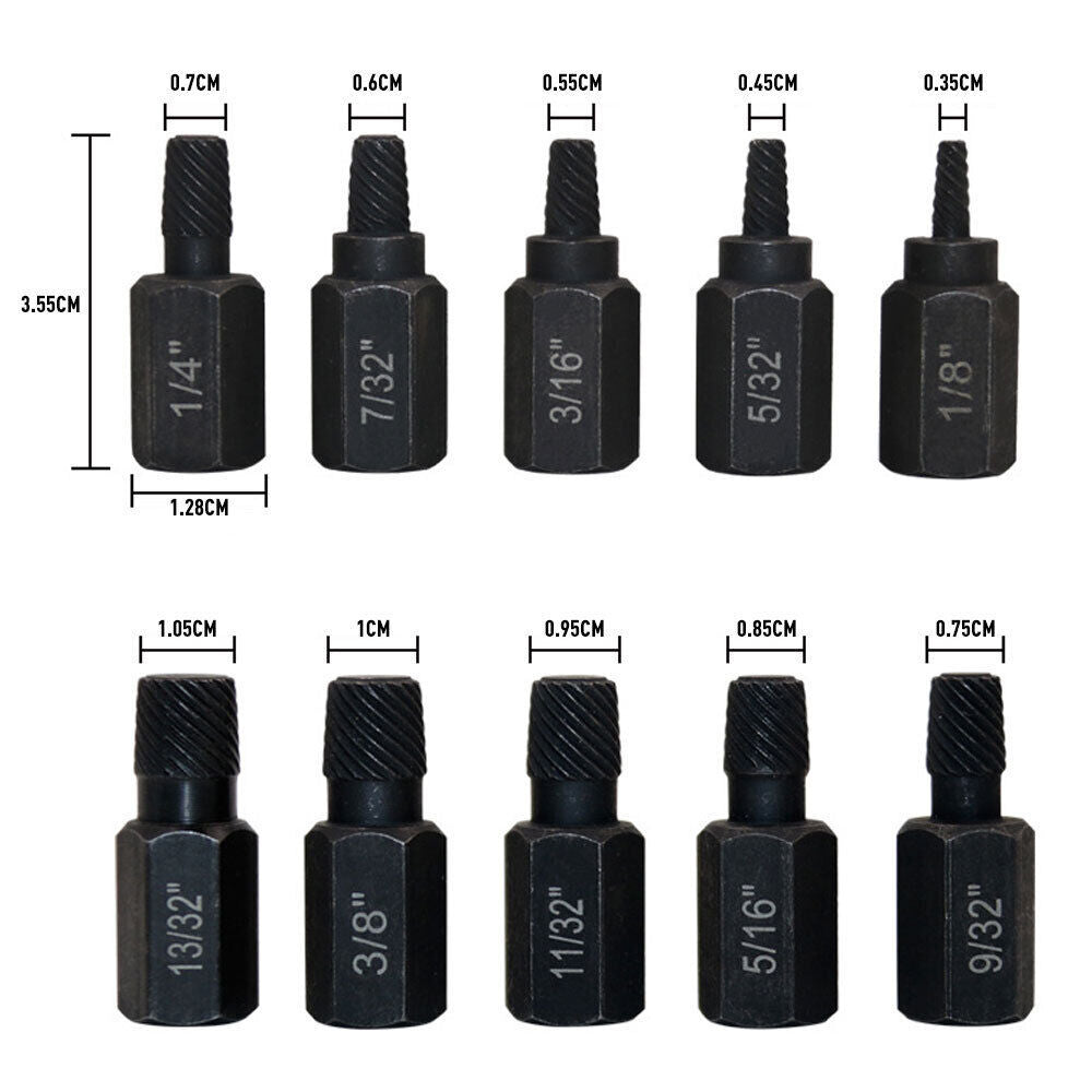 Screw Extractor Easy Out Drill Bits Broken Damaged Bolt Stud Remover Set 10PCS
