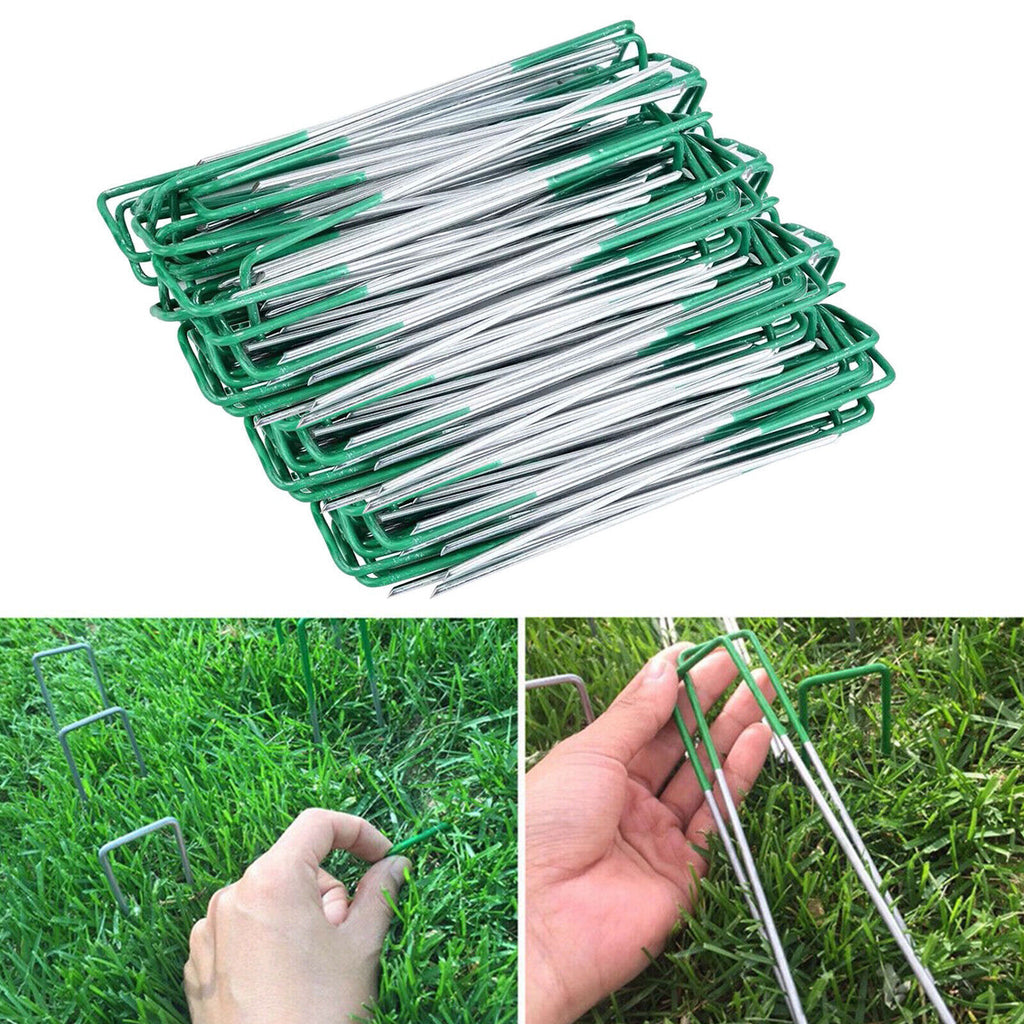 Weed Fabric Galvanised Staples Garden Turf Pins Securing Pegs U Artificial Grass