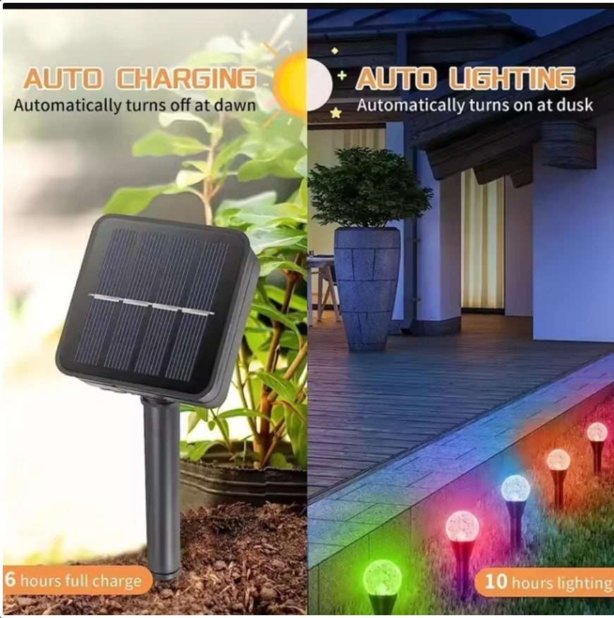 Solar LED Stake Lights Multi Coloured 20 Ball Garden Path Lighting Patio Outdoor