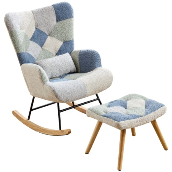 Rocking Chairs For Adults, Tteddy Rocking Chair Relaxing Recliner Chair With Solid Wood Legs High Back Lounge Chairs For Balcony Living Room Bedroom