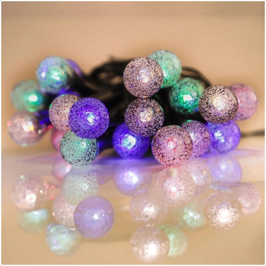 Solar LED Stake Lights Multi Coloured 20 Ball Garden Path Lighting Patio Outdoor