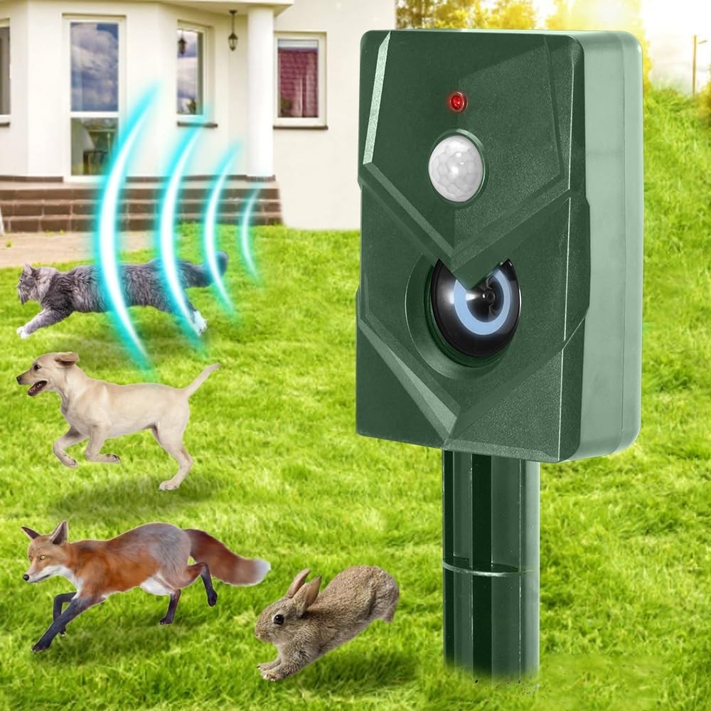 2pcs Battery Ultrasonic Garden Deterrent Repeller Animal Bird Cat Scarer Pest