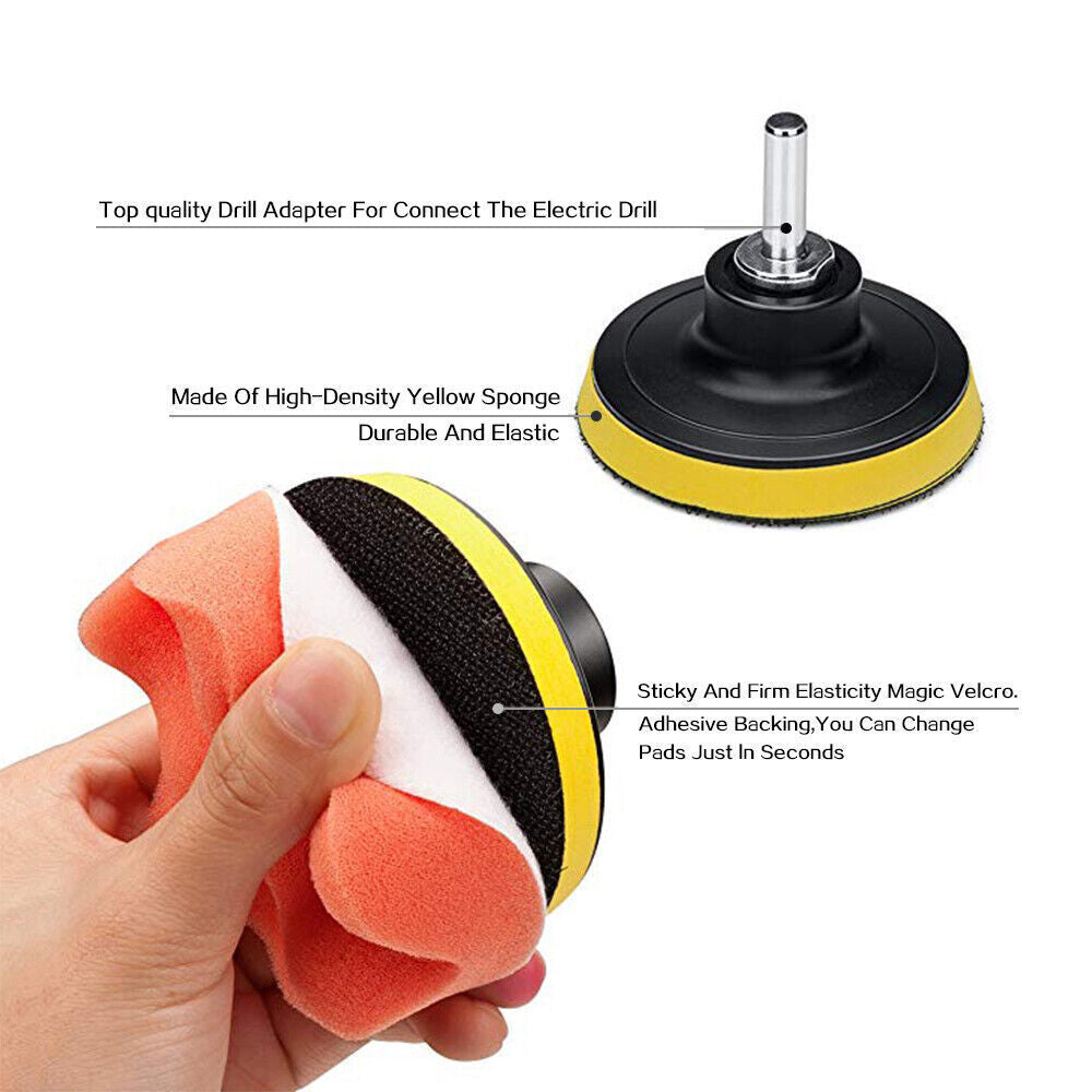 12pcs 3 Buffing Waxing Polishing Sponge Pads Kit Set For Car Polisher Drill UK