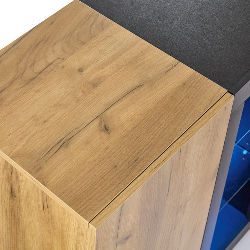 Modern Sideboard, Side Cabinet, Buffet Cabinet, Sideboard With 3 Drawers, Accent Console Table Storage Cabinet With Glass For Living Room, 140x40x80CM