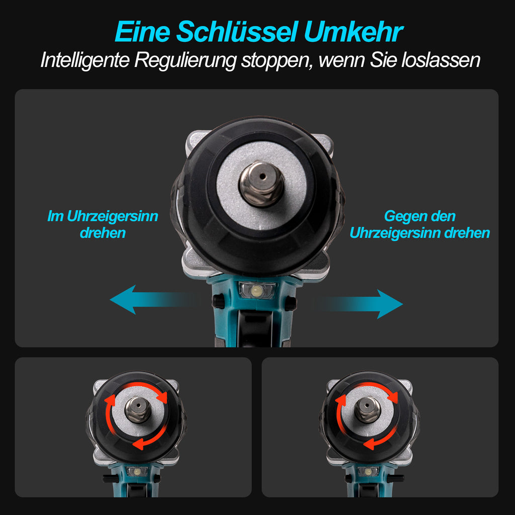 2000Nm 1-2 Cordless Electric Impact Wrench Drill Ratchet Driver For 18V