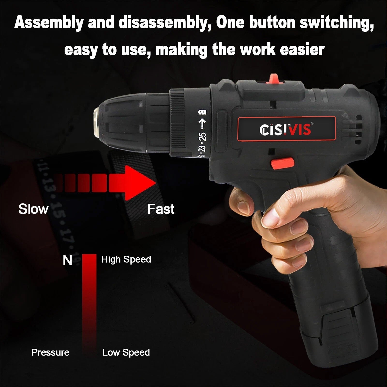 12V Cordless Electric Drill Set Electric Driver Screwdriver With 2 Batteries