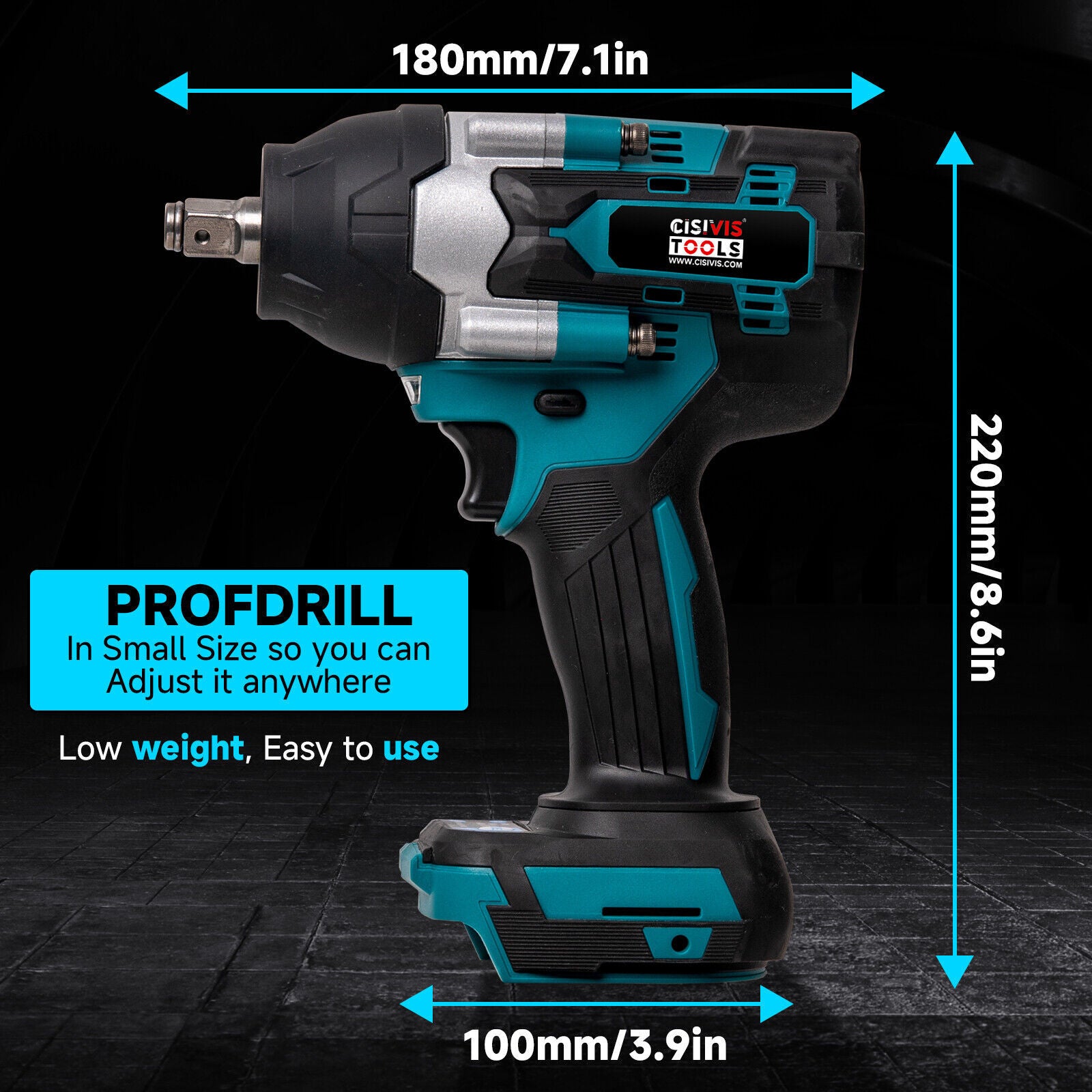 2000Nm 1-2 Cordless Electric Impact Wrench Drill Ratchet Driver For 18V