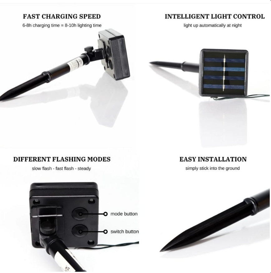 Solar LED Stake Lights Multi Coloured 20 Ball Garden Path Lighting Patio Outdoor