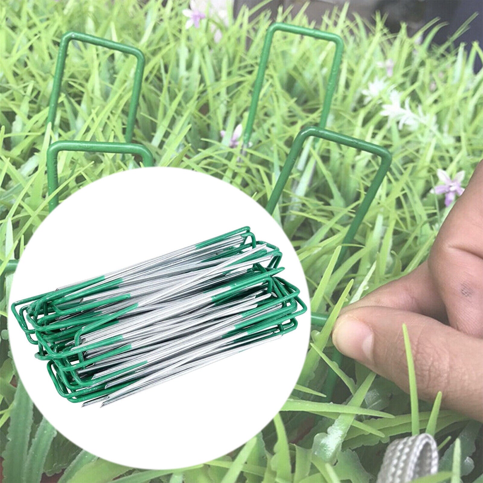 Weed Fabric Galvanised Staples Garden Turf Pins Securing Pegs U Artificial Grass