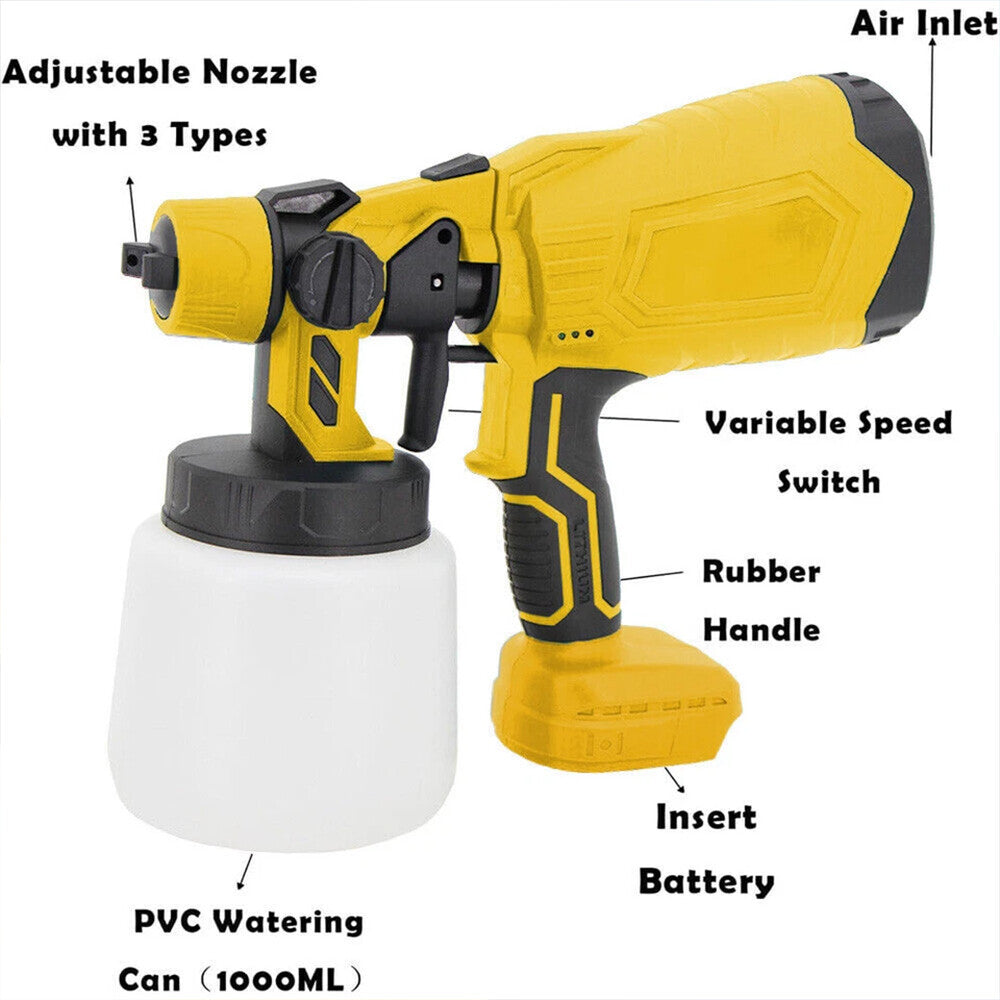 Cordless Paint Sprayer Electric Spray Gun For 18V Li-ion Battery